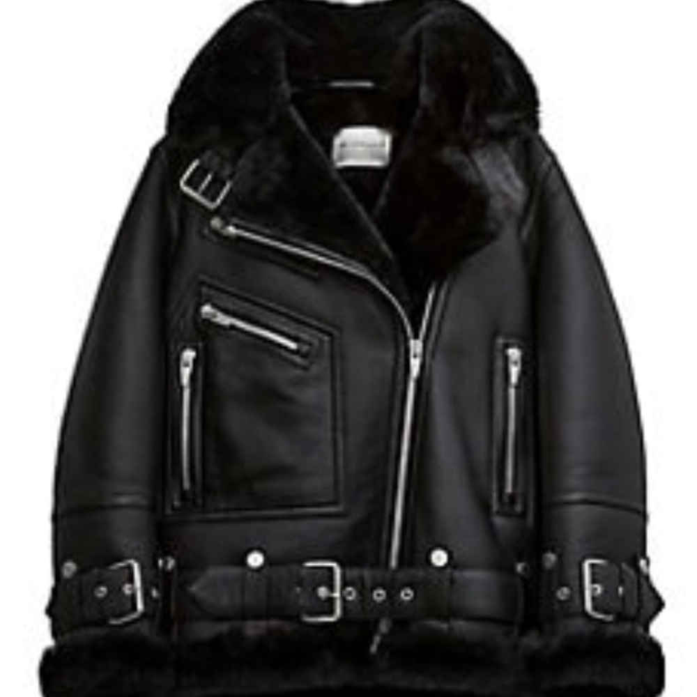 The Arrivals Moya Leather and Shearling Jacket - L